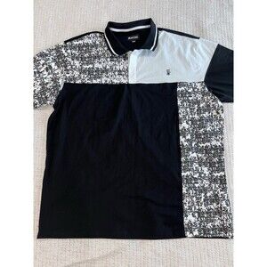 MAKOBI Black White Polo Shirt Men’s Sz 3X Textured Dog